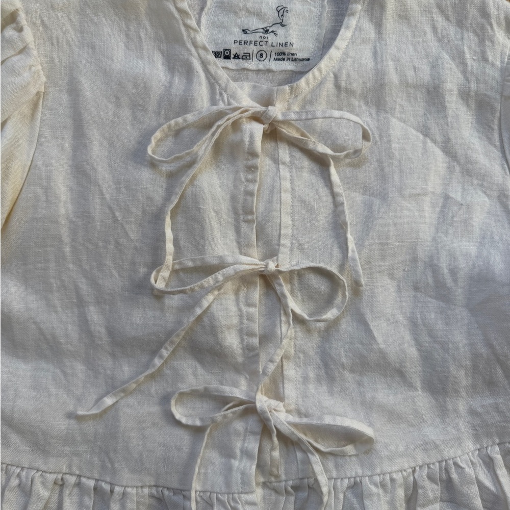 Not Perfect Linen MELINA Tie Blouse - Picture 3 of 5
